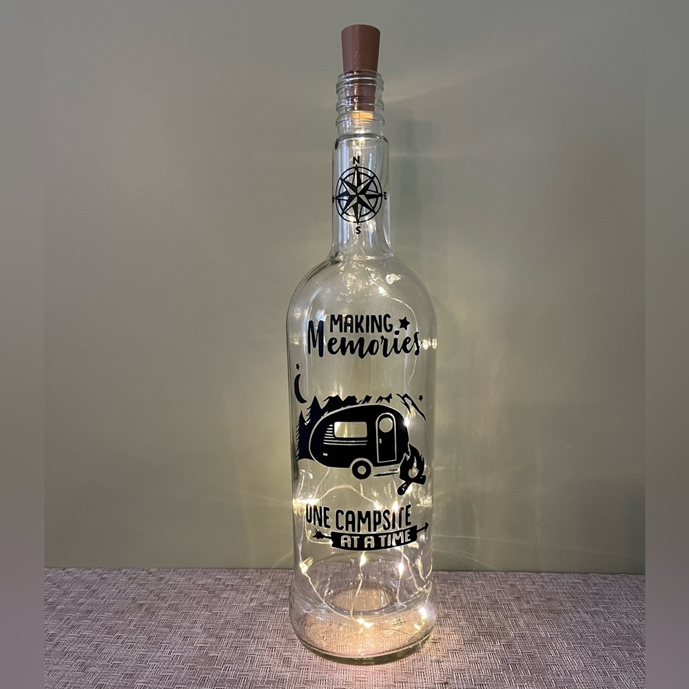 Decorated Bottles, Home Decor, Camp, Camping, Gifts